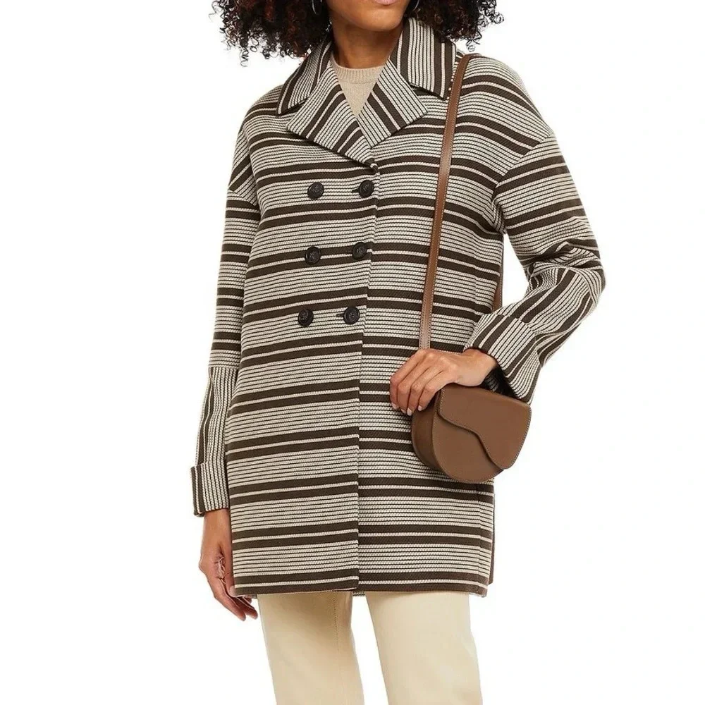 A.P.C. Double breasted tweed stripe fall jacket coat button blazer